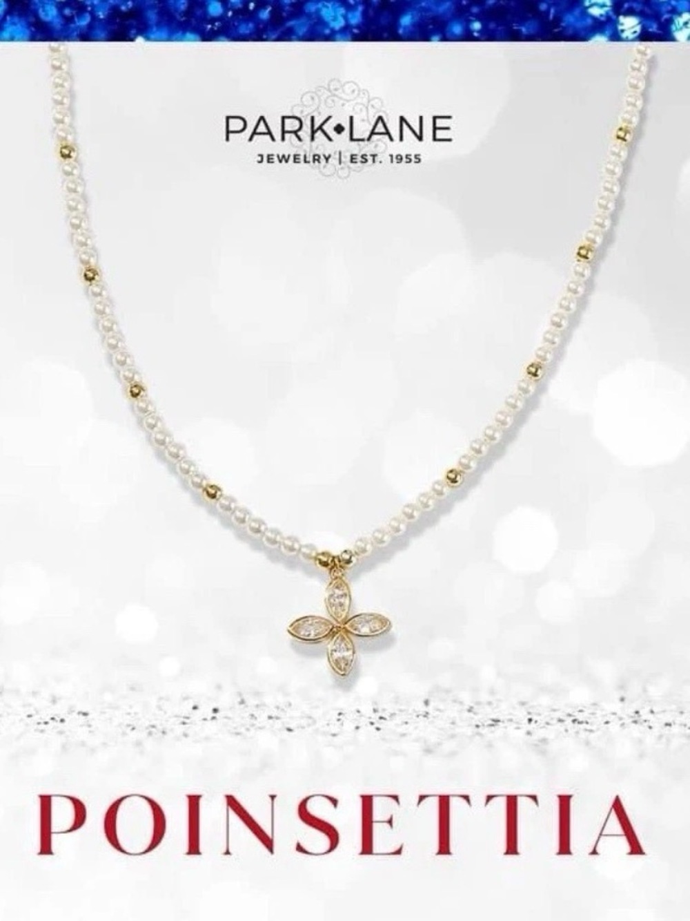 Park Lane Gold and White Pearl Floral Crystal Pendant Necklace - Picture 3 of 7